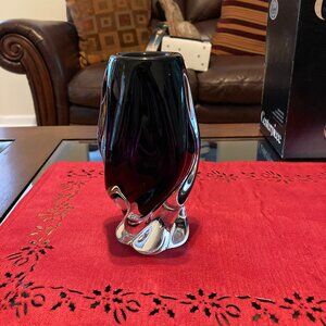 Vintage Bohemian Czech Violet Colored Glass Vase